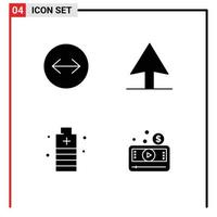 Universal Icon Symbols Group of 4 Modern Solid Glyphs of horizontal swipe money cursor essential media player Editable Vector Design Elements