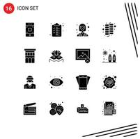 Set of 16 Modern UI Icons Symbols Signs for property estate industry architecture chinese Editable Vector Design Elements