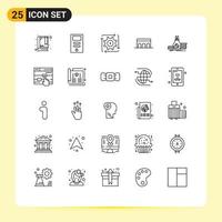 Pack of 25 Modern Lines Signs and Symbols for Web Print Media such as accumulation historic automation columns arch Editable Vector Design Elements