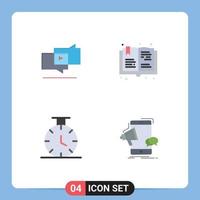 Pack of 4 creative Flat Icons of viral time digital hobbies marketing Editable Vector Design Elements