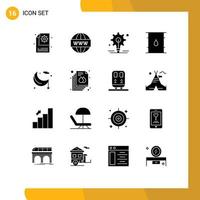 Pictogram Set of 16 Simple Solid Glyphs of moon delivery web cylinder can Editable Vector Design Elements