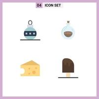 Mobile Interface Flat Icon Set of 4 Pictograms of christmas cheese holiday toilette cold Editable Vector Design Elements