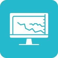 Rising Line Graph Glyph Round Corner Background Icon vector