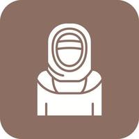 Female Bedouin Glyph Round Corner Background Icon vector