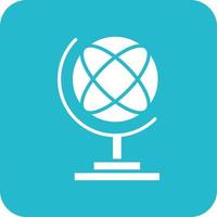 Globe Stand Glyph Round Corner Background Icon vector