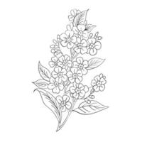 Botanical arts. Hand drawn continuous line drawing of abstract flower, floral, rose, tropical. vector