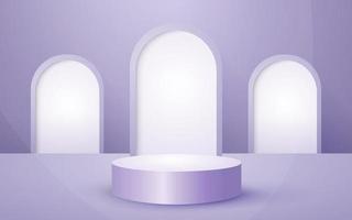 Abstract 3d scene pastel purple round podium background for cosmetic product presentation vector