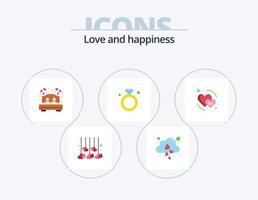 Love Flat Icon Pack 5 Icon Design. date. gift. bed. ring. diamond vector