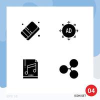 Modern Set of 4 Solid Glyphs and symbols such as eraser computer paint advertising submission sample Editable Vector Design Elements