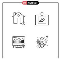 Pack of 4 Modern Filledline Flat Colors Signs and Symbols for Web Print Media such as buildings computer location diagnostics economy Editable Vector Design Elements