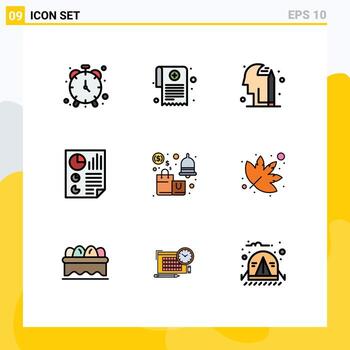 Stock Vector Icon Pack of 9 Line Signs and Symbols for notification report education page data Editable Vector Design Elements