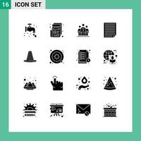 Set of 16 Modern UI Icons Symbols Signs for cone paper medical page data Editable Vector Design Elements