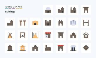 25 Buildings Flat color icon pack vector