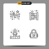 4 Creative Icons Modern Signs and Symbols of confetti launching star calculating start Editable Vector Design Elements