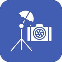 Umbrella Camera Glyph Round Corner Background Icon vector