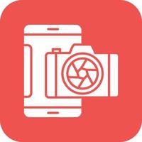 Smartphone Camera Glyph Round Corner Background Icon vector