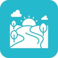 River Landscape Glyph Round Corner Background Icon vector