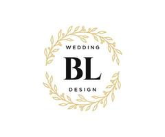 colección de logotipos de monograma de boda con letras iniciales bl, plantillas florales y minimalistas modernas dibujadas a mano para tarjetas de invitación, guardar la fecha, identidad elegante para restaurante, boutique, café en vector