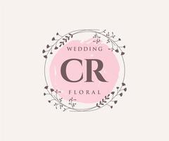 CR Initials letter Wedding monogram logos template, hand drawn modern minimalistic and floral templates for Invitation cards, Save the Date, elegant identity. vector