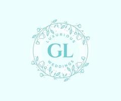 plantilla de logotipos de monograma de boda con letras iniciales gl, plantillas florales y minimalistas modernas dibujadas a mano para tarjetas de invitación, guardar la fecha, identidad elegante. vector