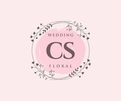 CS Initials letter Wedding monogram logos template, hand drawn modern minimalistic and floral templates for Invitation cards, Save the Date, elegant identity. vector