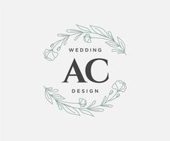 AC Initials letter Wedding monogram logos collection, hand drawn modern minimalistic and floral templates for Invitation cards, Save the Date, elegant identity for restaurant, boutique, cafe in vector