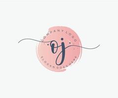 Initial OJ feminine logo. Usable for Nature, Salon, Spa, Cosmetic and Beauty Logos. Flat Vector Logo Design Template Element.