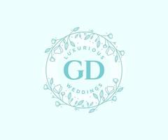 GD Initials letter Wedding monogram logos template, hand drawn modern minimalistic and floral templates for Invitation cards, Save the Date, elegant identity. vector