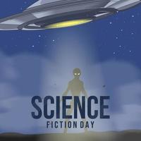 banner or poster for World UFO Day or National Science Fiction Day. vector
