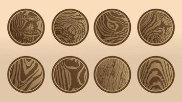 Set a cross section of the trunk with tree rings. Vector illustration