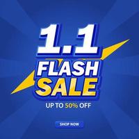 1.1 January Shopping Day Sale poster Promotion. Flash sale vector