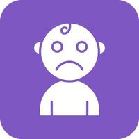 Sad Baby Glyph Round Corner Background Icon vector