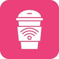 Cafe Wifi Glyph Round Corner Background Icon vector