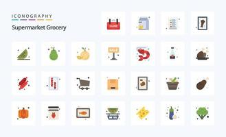 25 Grocery Flat color icon pack vector