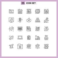 Mobile Interface Line Set of 25 Pictograms of graph grow business game coin Editable Vector Design Elements