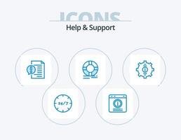 Help And Support Blue Icon Pack 5 Icon Design. lifebuoy. circle. help. file. document vector