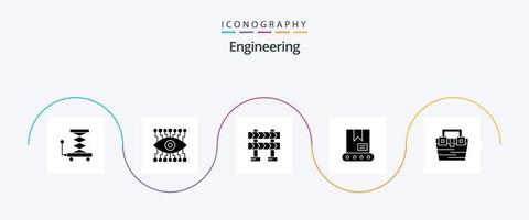 Engineering Glyph 5 Icon Pack Including toolkit. construction. barrier. box. crane vector