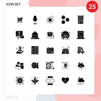 Universal Icon Symbols Group of 25 Modern Solid Glyphs of space science microphone hexagon sun Editable Vector Design Elements