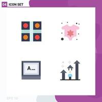 Group of 4 Modern Flat Icons Set for game typing ludo game clothes monitor Editable Vector Design Elements