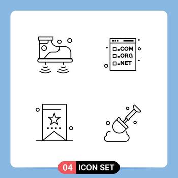 4 User Interface Line Pack of modern Signs and Symbols of shoes book technology com education Editable Vector Design Elements