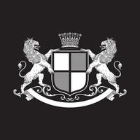 escudo heráldico de león con escudo y corona vector