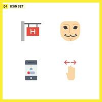 Group of 4 Modern Flat Icons Set for hotel sign smartphone anonymous calling four Editable Vector Design Elements