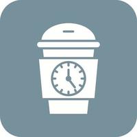 Coffee Time Glyph Round Corner Background Icon vector