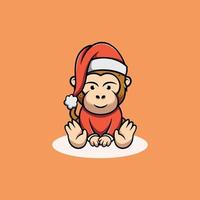 cute Christmas monkey smiling vector