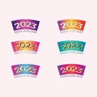 free vector elegant happy new year 2023 text typography design set