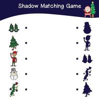 Shadow matching game worksheet with Christmas Theme vector