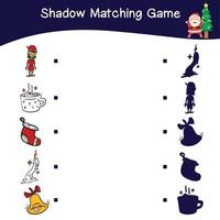 Shadow matching game worksheet with Christmas Theme vector