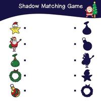 Shadow matching game worksheet with Christmas Theme vector