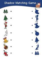 Shadow matching game worksheet with Christmas Theme vector