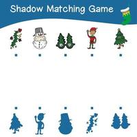 Shadow matching game worksheet Educational printable worksheet for children with Christmas theme. Matching the images with the shadow worksheet. Vector file.